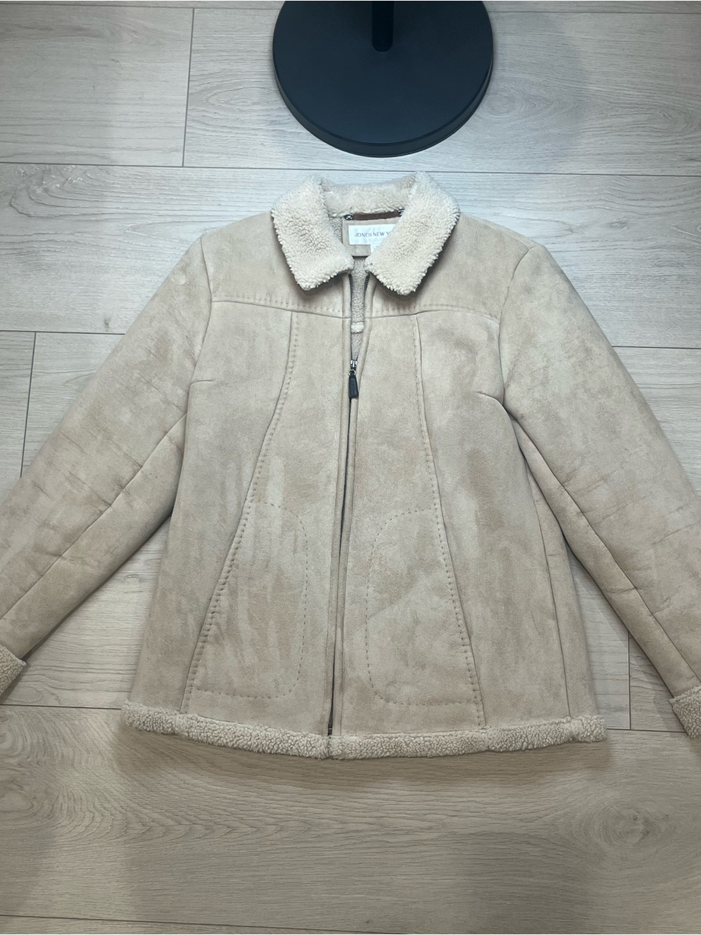 Jones New York Faux Suade Jacket With Sherpa Accents Women’s Size Medium